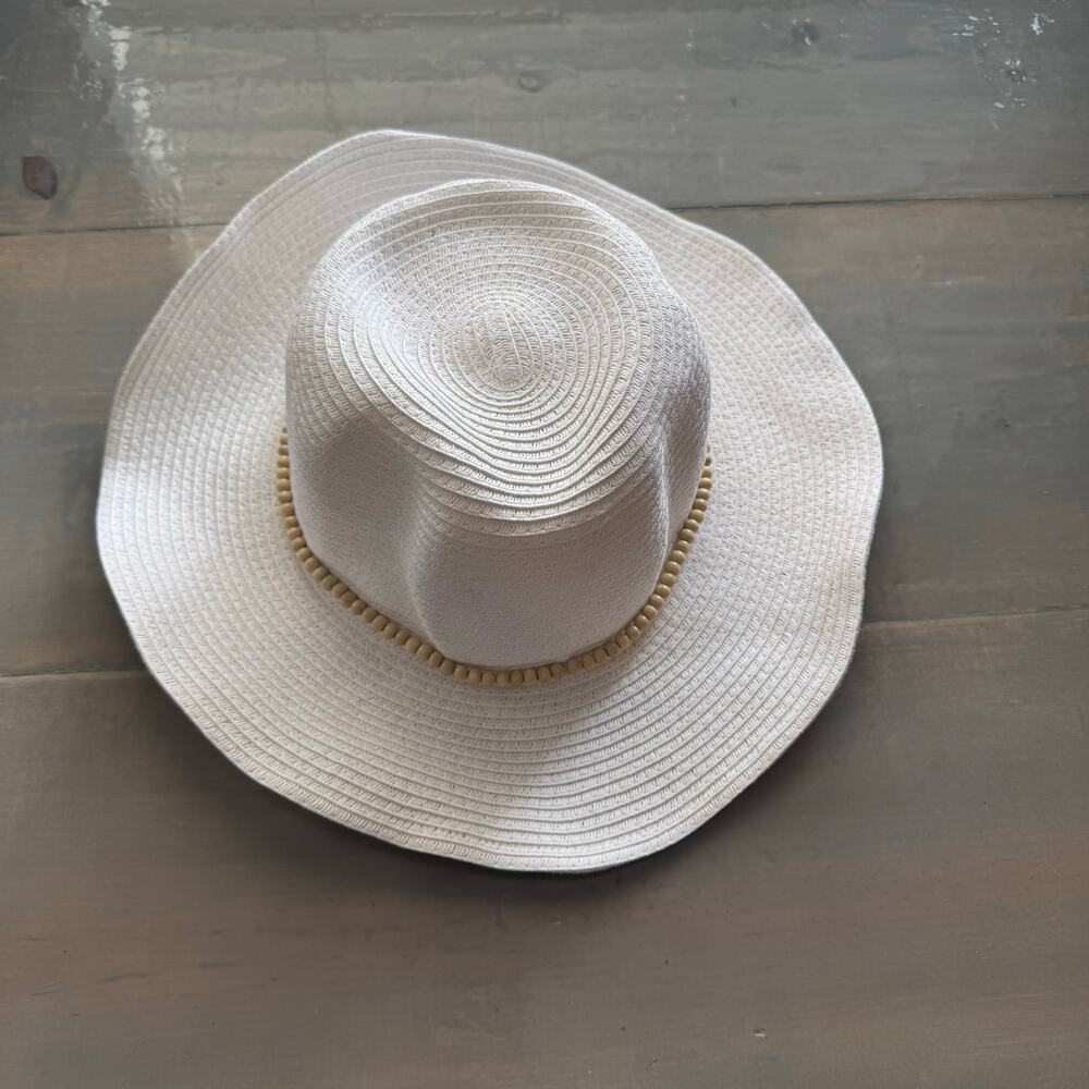 INC International Concepts White Beaded Straw Hat Sz O/S NWT - Picture 2 of 13